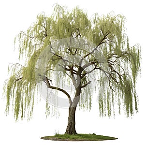 Weeping willow tree isolated on white