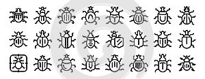 Weevil icons set outline vector. Palm insect