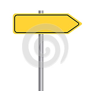 Wegweiser Schild Richtung Pfeil in gelber Farbe photo