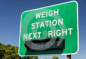 Weigh Station sign for truckers on highway sign