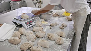 Weighing Bread Dough on Industrial Bakery Scales