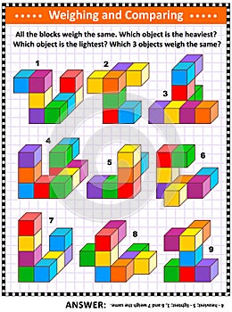 Weighing and comparing educational math puzzle