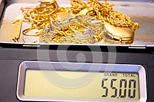 Weighing gold