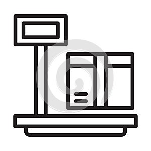 Weighing machine, scale, Platform, box fully editable vector icon