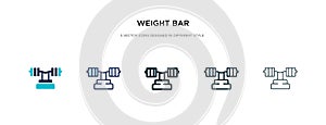 Weight bar icon in different style vector illustration. two colored and black weight bar vector icons designed in filled, outline