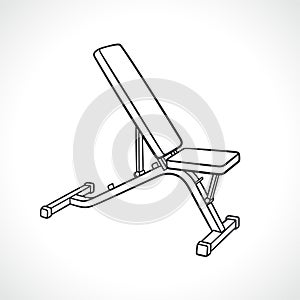 Weight bench outline illustration isolated