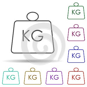 Weight kg multi color icon. Simple thin line, outline vector of logistics icons for ui and ux, website or mobile application