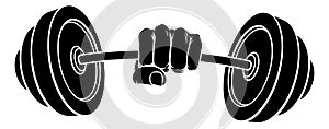 Weight Lifting Fist Hand Holding Barbell Concept