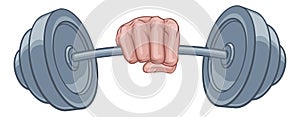 Weight Lifting Fist Hand Holding Barbell Concept