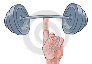Weight Lifting Hand Finger Holding Barbell Concept photo