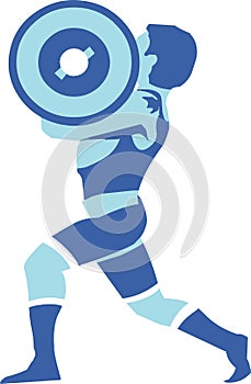 Weight lifting man. Athlete silhouette. Sport vector illustration