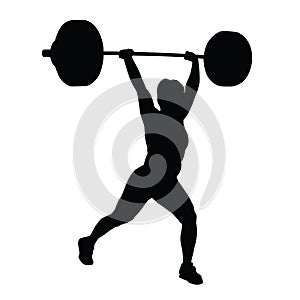 Weight lifting woman vector silhouette photo