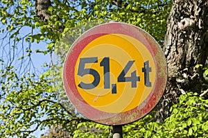 Weight limit road sign