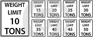 Weight Limit Set Sign On White Background