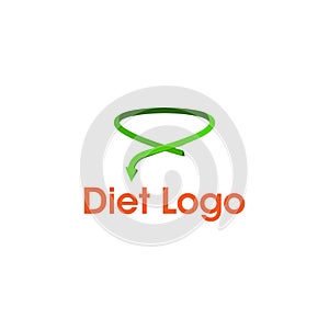 Weight Loss Diet Measure Tape Meter Ruler Logo Design Vector