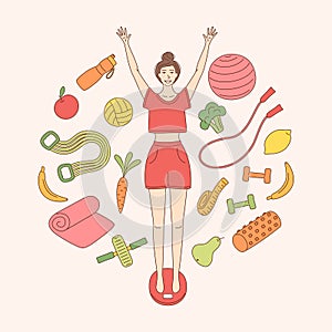 Weight loss and Healthy lifestyle concept Diet sport vector