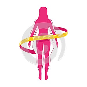 Weight loss logo - female with measuring tape