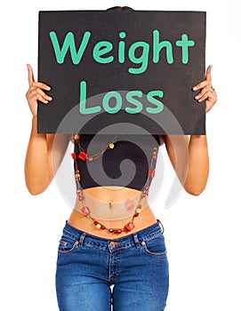 Weight Loss Sign Shows Dieting Advice