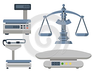 Weight measurement instrumentation balance tools equipment vector illustration