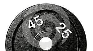 Weight plates 45 and 25 isolated on white background isolated on white background