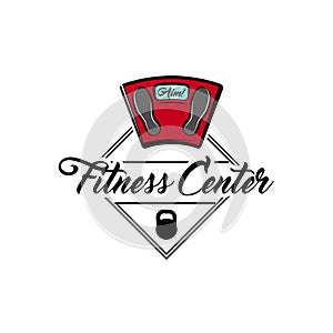 Weight scale icon. Kettlebell. Fitness center label logo. Waight loss motivation. Vector.