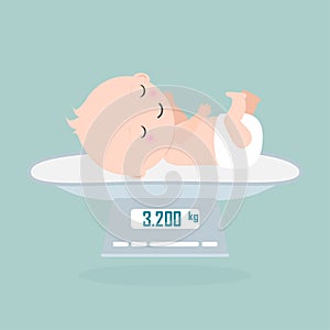Weight scale for infant icon, Digital scales measure weight in kilogram photo