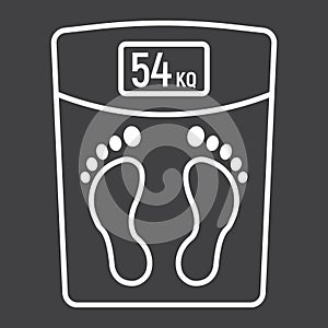 Weight scale line icon, fitness and sport