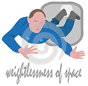 Weightlessness of space astronaut flying illustration