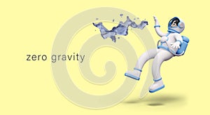 Weightlessness, zero gravity. Vector astronaut floating in air