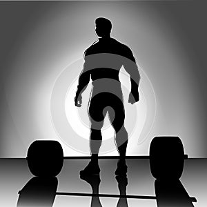 Weightlifter with barbell silhouette