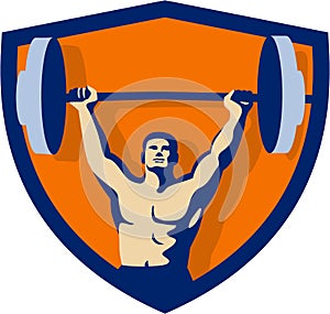 Weightlifter Lifting Barbell Crest Retro