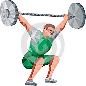 Weightlifter Lifting Barbell Low Polygon