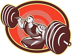 Weightlifter Lifting Barbells Retro