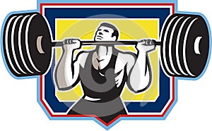 Weightlifter Lifting Heavy Barbell Retro