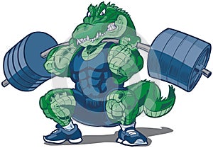 Weightlifting Alligator Mascot Cartoon Illustration