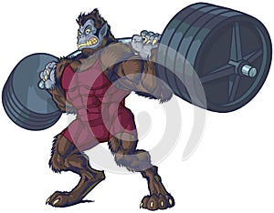 Weightlifting Beast Man Mascot Vector Illustration