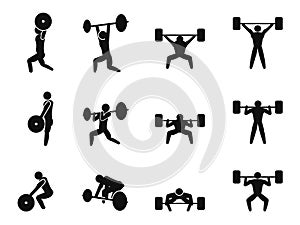 Weightlifting icon set