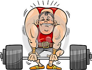 Weightlifting sportsman cartoon illustration