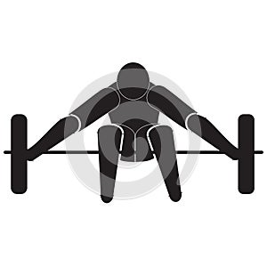 Weightlifting. Weight lifter with big barbell isolated vector silhouette, Strong man on a white background