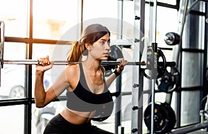 weights, exercising regularly, building muscle Healthy woman exercising every day health care process