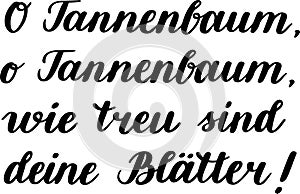 Hand drawn German lettering. Black hand lettering on white background