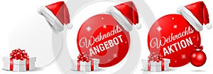 Weihnachts Angebot Aktion Christmas offer action button isolated vector set photo