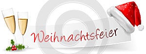 Weihnachtsfeier Christmas party banner isolated german vector