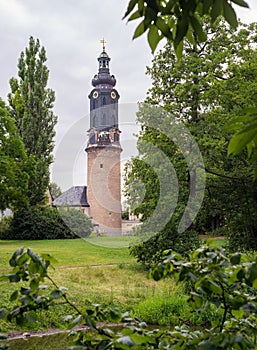 Weimar castle tower unesco park view Thuringia Germany