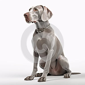 Weimaraner breed dog isolated on a clean white background