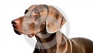 Weimaraner - Canis Lupus familiaris - dog breed with great disposition and a grey gray color coat. head and face with floppy ears