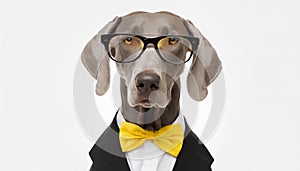 Weimaraner dog dressed as a businessman