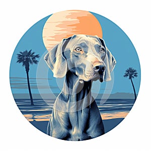 Weimaraner Dog At Newport Beach - Pop Art Graphic Design