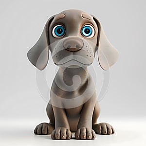 Weimaraner, funny cute dog 3d illustration on white, unusual avatar,