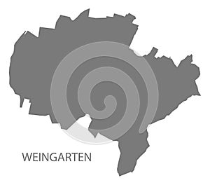 Weingarten German city map grey illustration silhouette shape
